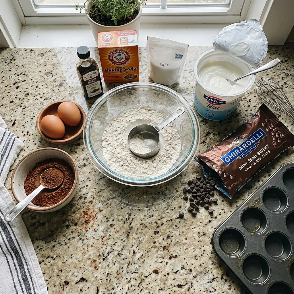 Greek yogurt chocolate mini muffins