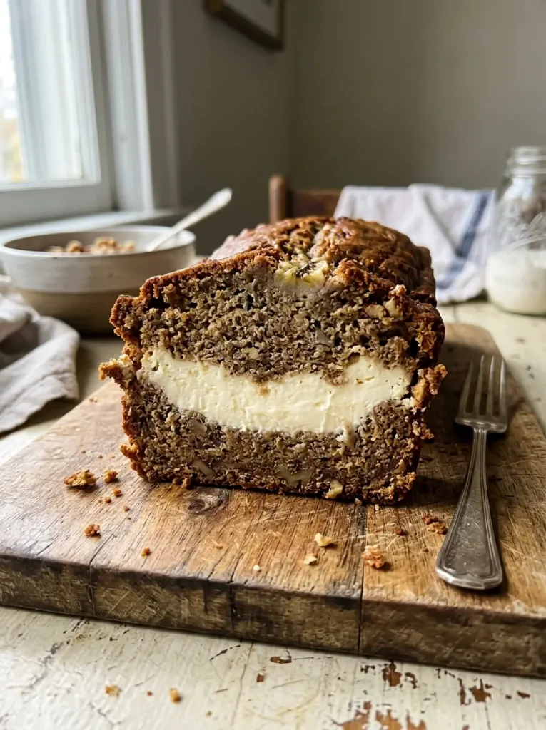 Cream cheese-filled banana bread
